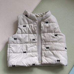 Kids White and Black bows puffer Vest - genuine Japanese brand